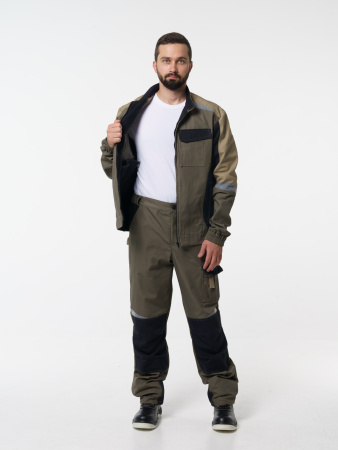 Куртка рабочая мужская №116 цвет хаки, черный, бежевый,  ткань Канвас