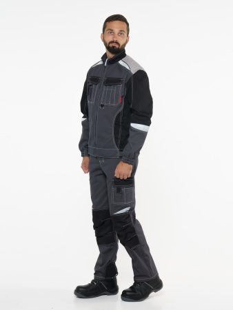 Куртка "Фаворит-Мега" серая с черн., СОП Тк. Rodos (ЧЗ)