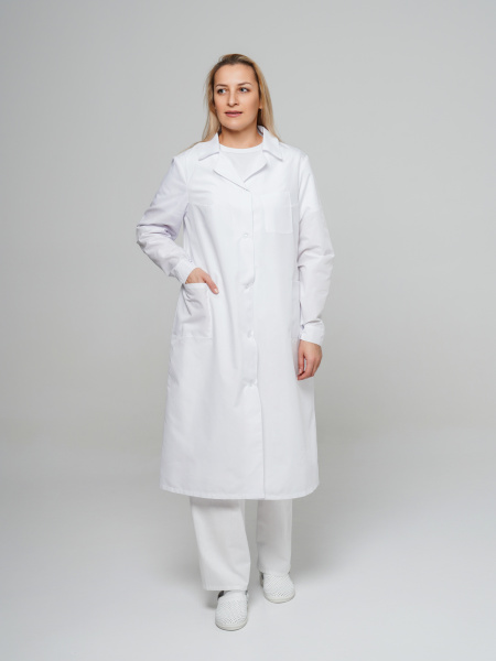 Халат рабочий женский №203 отбеленный, ткань ТИСИ