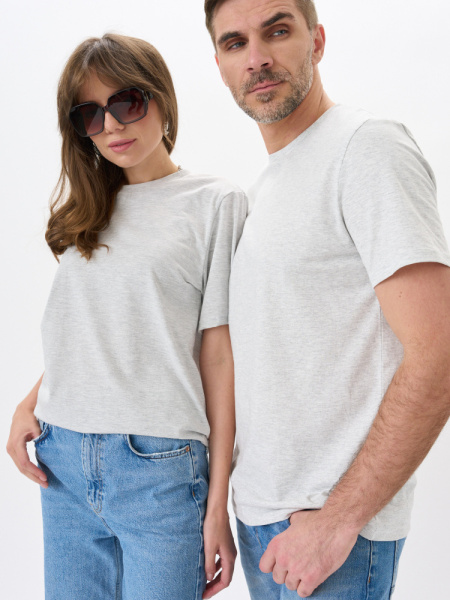 Футболки МУЖСКИЕ трикотажные (состав: 100% х/б); плотность 180 гр/м² (Меланж светло-серый)