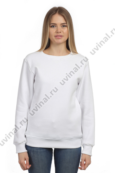 Толстовка свитшот, пл.320-340 г/кв.м, с начесом Белый Толстовка свитшот, пл.320-340 г/кв.м, с начесом Белый