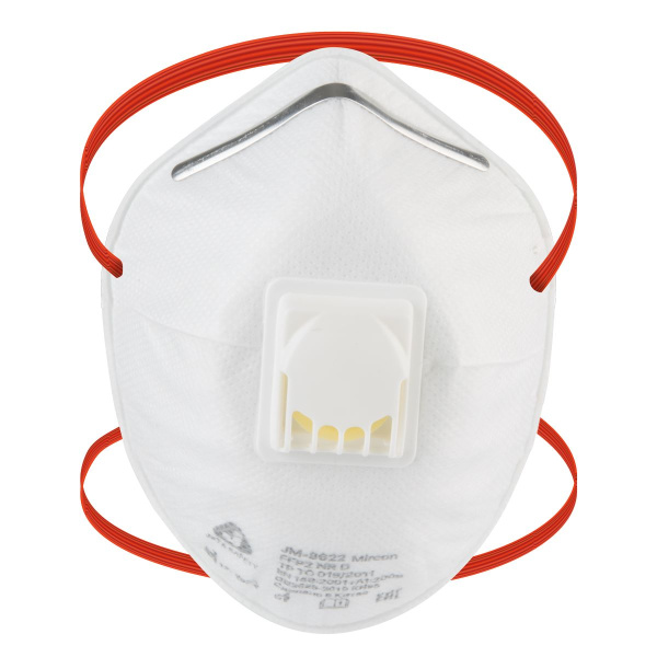 JM-8622 Mircon Полумаска противоаэрозольная с клапаном, чашеобразная, класс защиты FFP2 NR D, в упаковке 10 шт