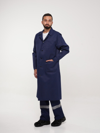 Халат рабочий мужской №204 тёмно-синий