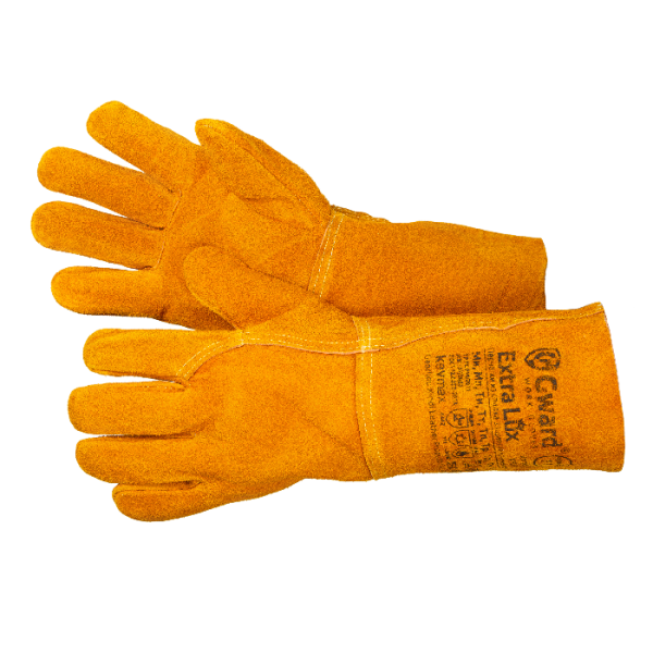 Перчатки спилковые краги оранжевого цвета без подкладки Gward Extra Lux