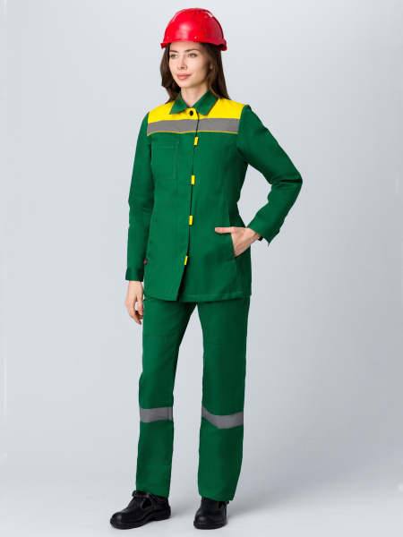 Костюм женский Весна-2 СОП NEW (тк.Смесовая,210) п/к, зеленый/желтый