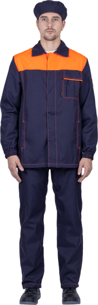 Костюм ХИМОС противокислотный, куртка, брюки, берет, темно-синий/оранжевый