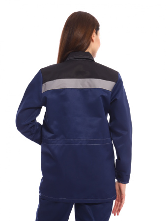 Костюм ПЕРЕДОВИЦА женский (куртка+брюки) ткань смесовая, т.синий/черный КРОНОС