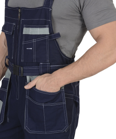 Полукомбинезон "Премиум плюс" (100% узбекская саржа) синий с серым (ЧЗ) Распродажа