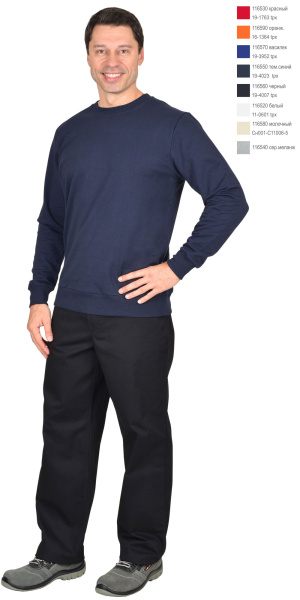 Толстовка-футер дл. рукава т-синяя, рукав с манжетом, пл.240 г/кв.м