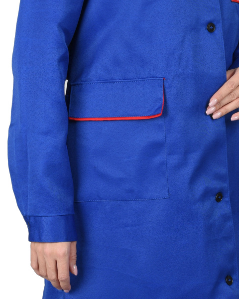 Халат "ТЕХНИК" женский васильковый с красным (ЧЗ)