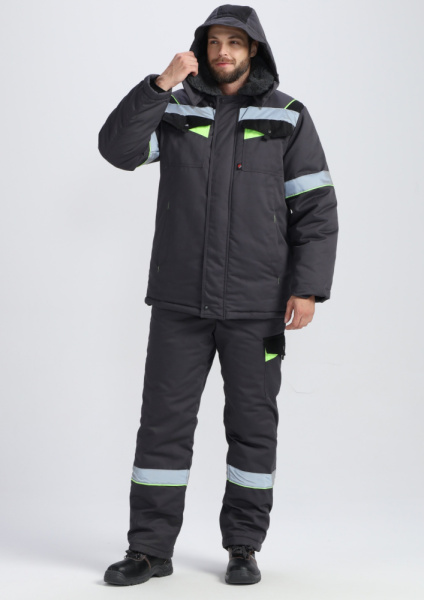Костюм зимний Ховард (тк.Смесовая,240) п/к, т.серый/черный/лимонный (ЧЗ)