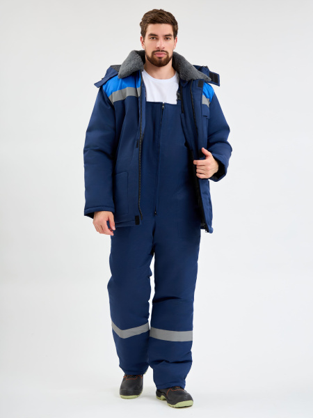 Костюм зимний Труженик-Ультра-2 СОП (тк.Смесовая,210) п/к, т.синий/васильковый