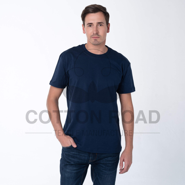 Футболки МУЖСКИЕ трикотажные (состав: 100% х/б); плотность 180 гр/м² (Т.Синий)