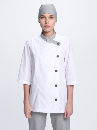 Костюм женский Канди (тк.ТиСи,120), серый/белый (ЧЗ)