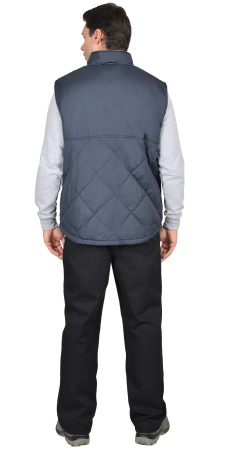Жилет "ЕВРОПА" удлиненный (на подкладке флис бежевый) сине-серый (ЧЗ)