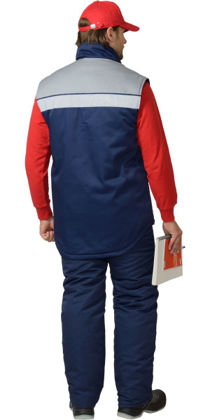 Жилет "Спец" утеплённый мужской синий с серым (ЧЗ)