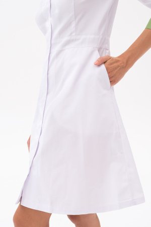 Халат МИРАЖ белый/зеленый тк. Оптима Хал 857  (ЧЗ)