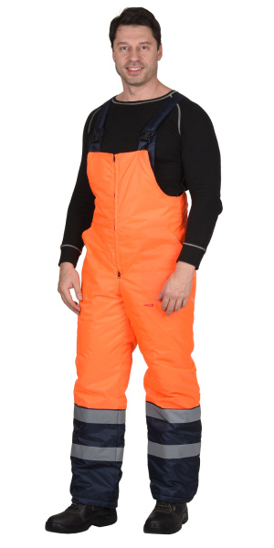 Костюм "МАГИСТРАЛЬ-3" куртка, п/к, синий с оранж. и СОП 50мм тк.Оксфорд (ЧЗ)